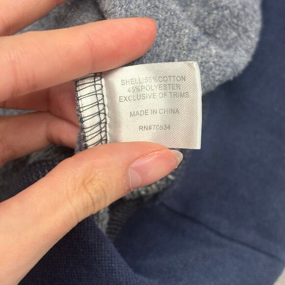 Orvis Gray Blue Orange Mens M 1/4 Zip Snap Mock Neck Pullover Signature Sweater‎ - Picture 5 of 10